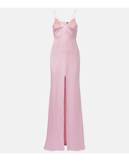 David Koma Pink Sequined Satin Gown
