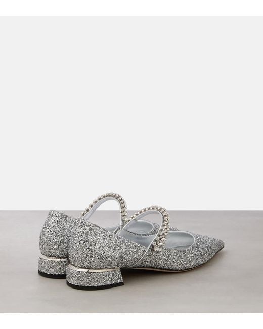 Jimmy Choo White Bing 25 Embellished Mary Jane Pumps