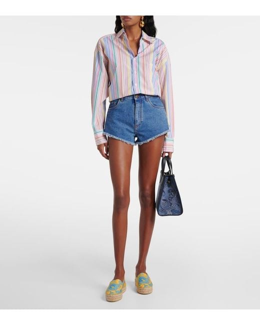 Etro Blue Printed Canvas Espadrilles