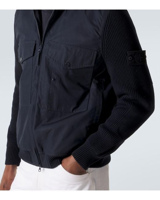 Stone Island Blue Compass Cotton Bomber Jacket for men