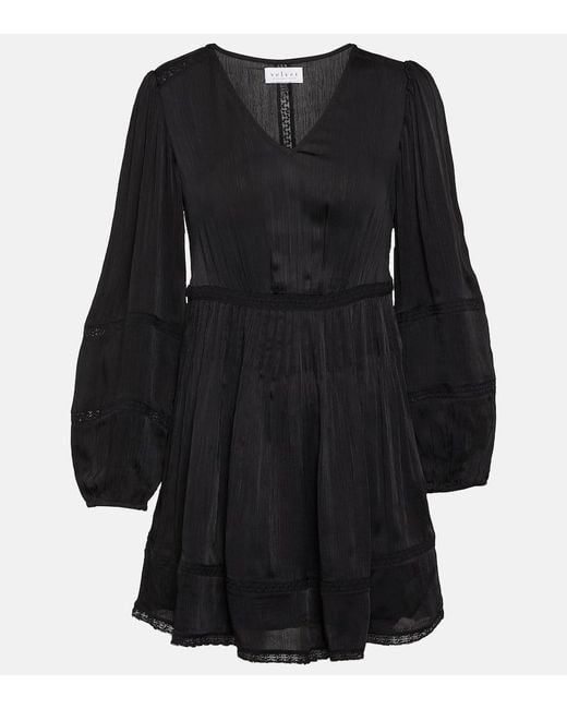 Velvet Black Bethel Lace-Trimmed Minidress