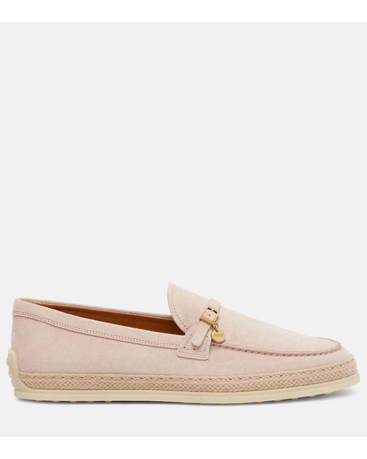 Tod's Pink Mokassins Aus Veloursleder