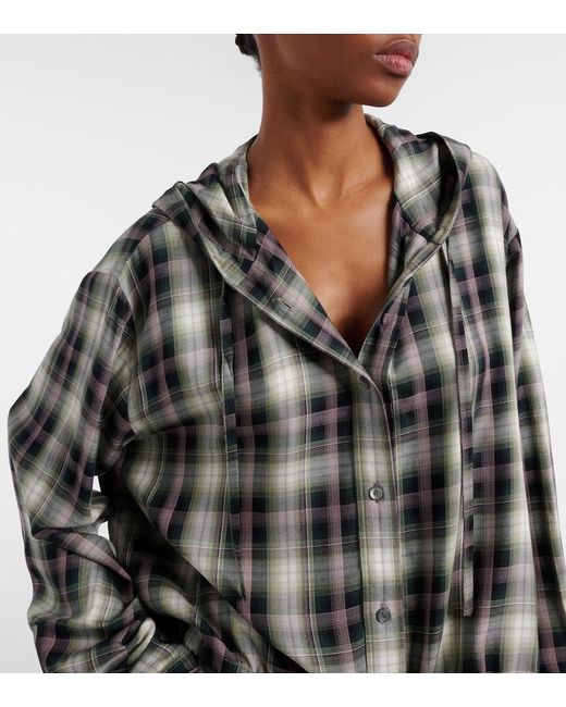 Acne Black Sip Checked Cropped Overshirt