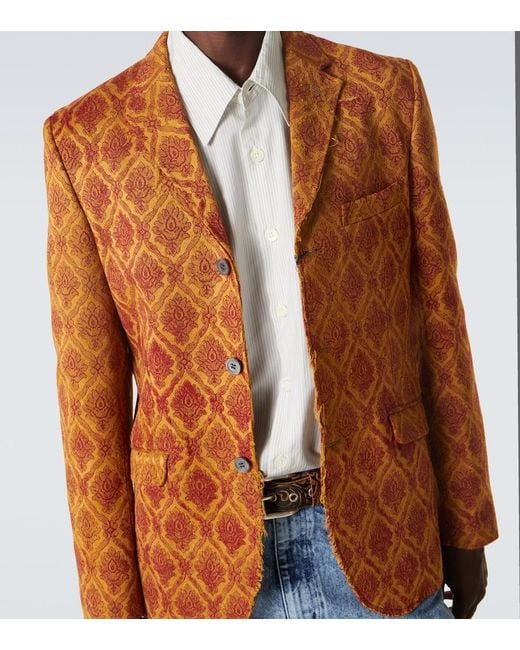 Junya Watanabe Orange Floral Single-Breasted Jacquard Blazer for men
