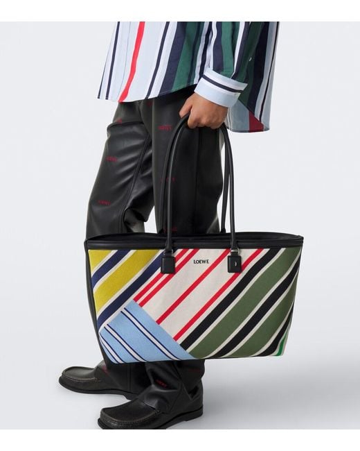 Loewe Blue Verano Large Striped Canvas Tote Bag for men
