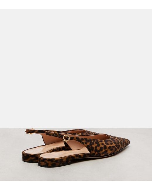 Gianvito Rossi Brown Robbie Leopard-Print Suede Slingback Flats