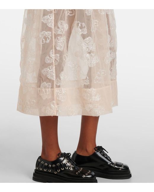 Simone Rocha Natural Embroidered Midi Dress