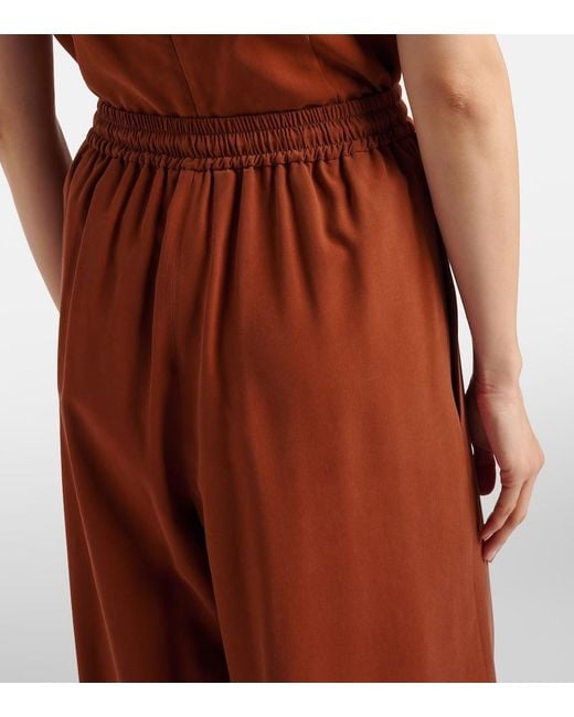 Max Mara Brown Cotton Wide-Leg Pants