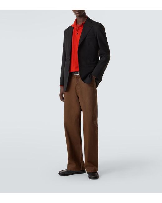 Allude Red Cashmere Polo Sweater for men
