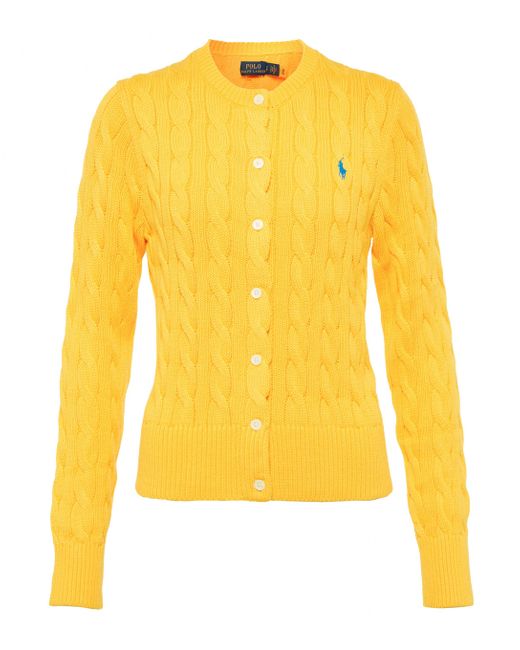 Polo Ralph Lauren Yellow Cable-knit Cotton Cardigan