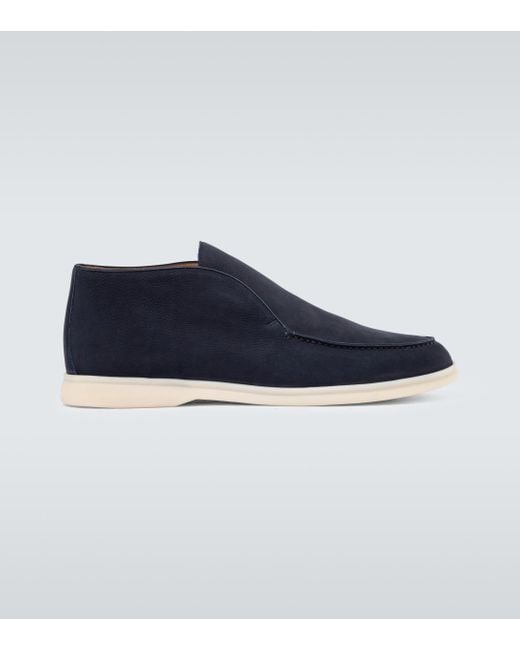 Loro Piana Blue Open Walk Suede Ankle Boots for men