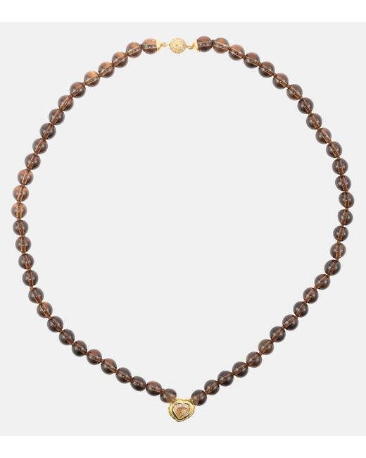 Octavia Elizabeth Metallic 18kt Gold Chain Necklace With Diamonds And Quartz