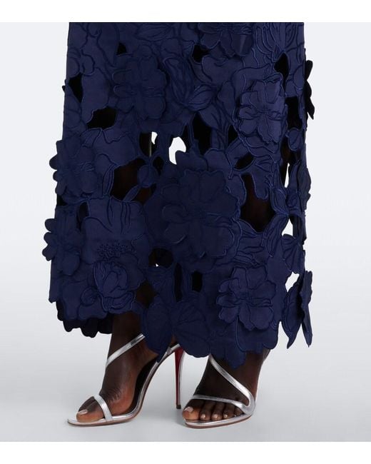 Costarellos Blue Norelle Off-Shoulder Satin Midi Dress