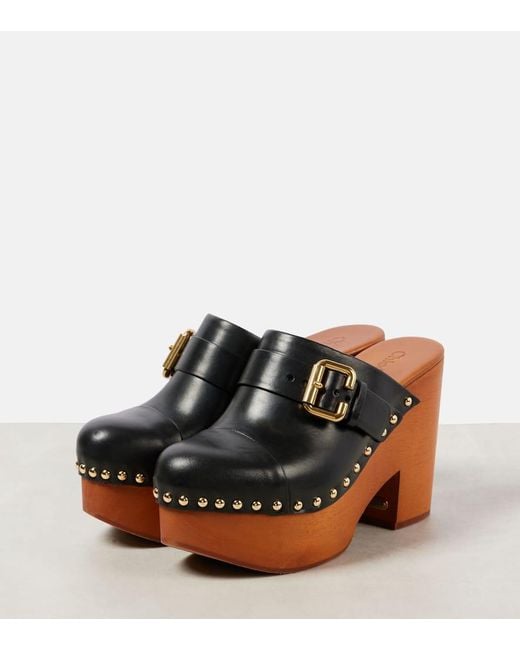 Chloé Black Jeannette Studded Leather Clogs