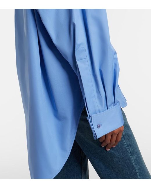 Balenciaga Blue Asymmetric Cotton Poplin Shirt