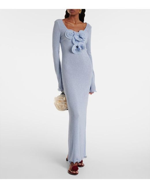 Magda Butrym Blue Floral-Applique Maxi Dress