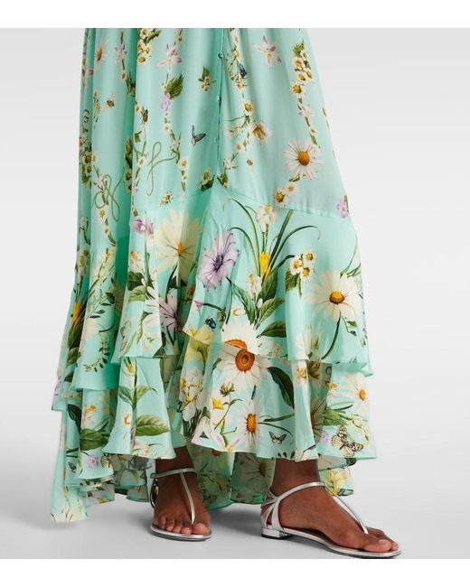 Camilla Green Crystal-Embellished Printed Silk Crepe De Chine Maxi Dress
