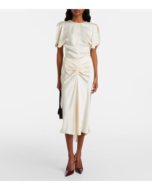 Victoria Beckham Natural Bela Midi Skirt