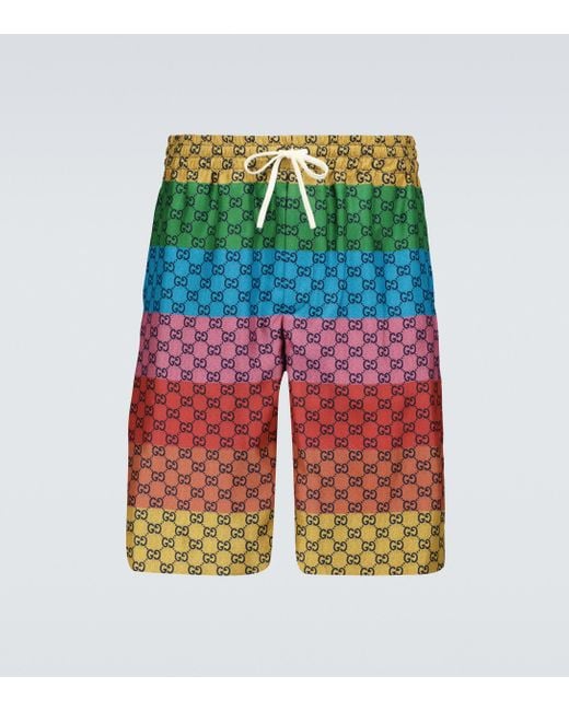 Gucci GG Multicolor Silk Twill Shorts for men