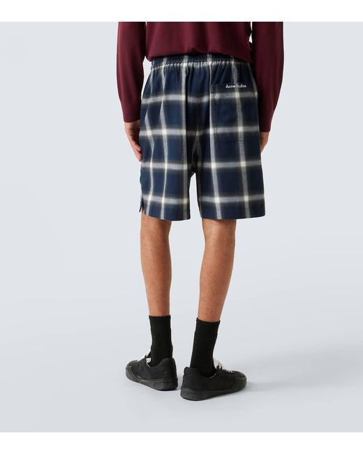Acne Blue Checked Cotton Shirt for men