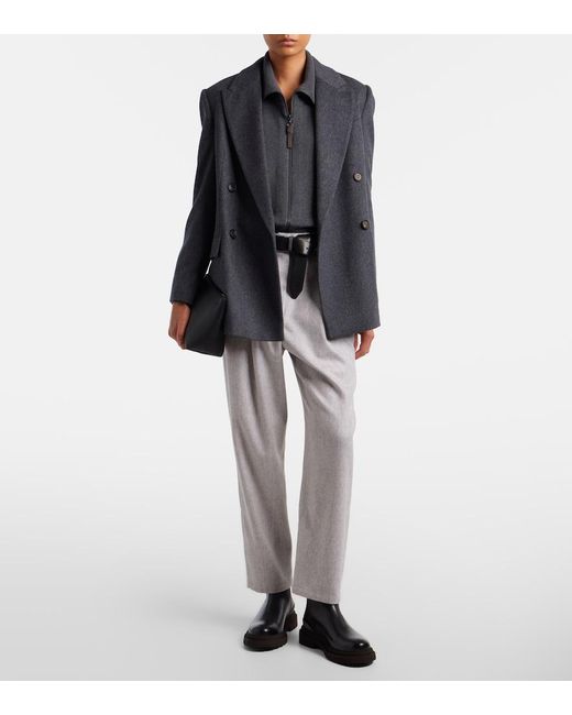 Brunello Cucinelli Black Double-Breasted Wool Jacket