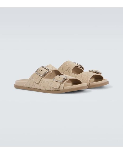 Gucci Natural Gg Suede Sandals for men