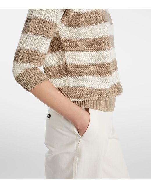Max Mara Natural Ellisse Striped Cotton Sweater