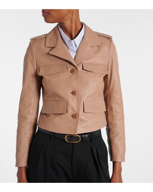 Dorothee Schumacher Natural Sleek Statement Cropped Leather Jacket