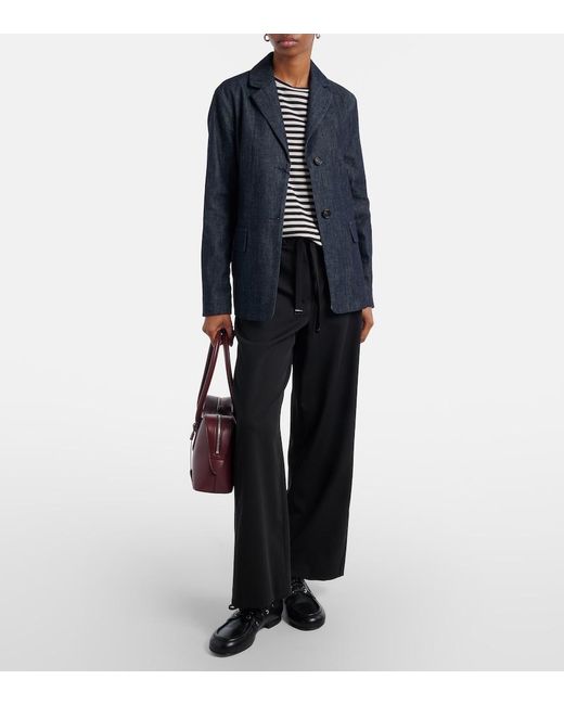 Max Mara Black Argenta Virgin Wool Crepe Wide-Leg Pants