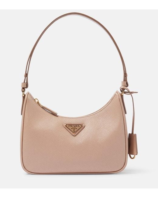 Sac Re-Edition Mini En Cuir Prada en coloris Natural