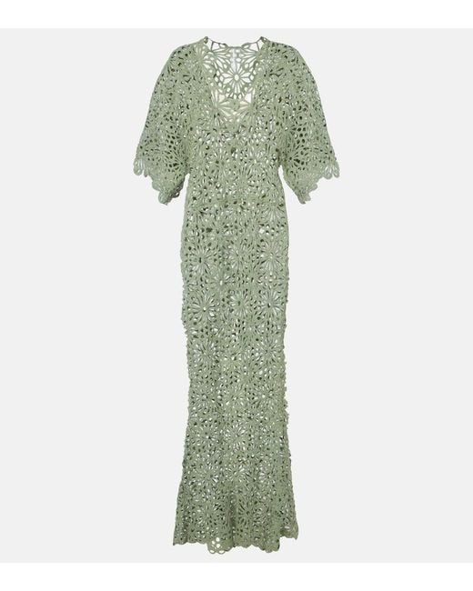 Norma Kamali Green Obie Cotton-Blend Gown