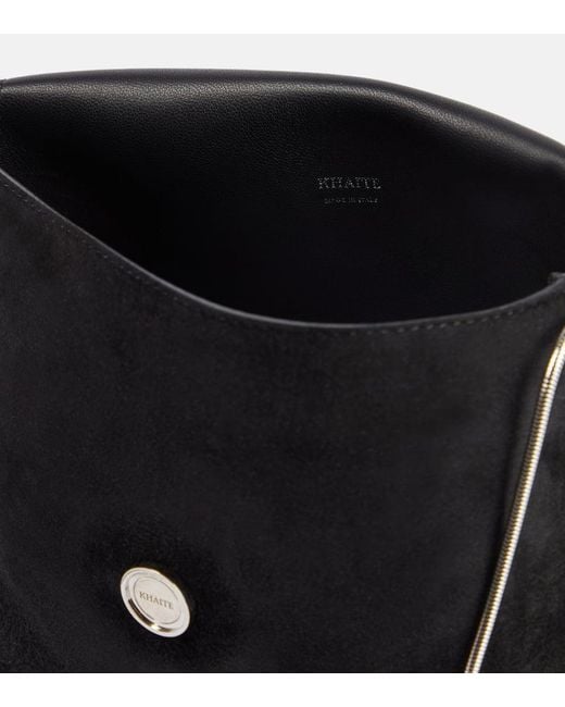 Khaite Black Schultertasche Bobbi Aus Veloursleder