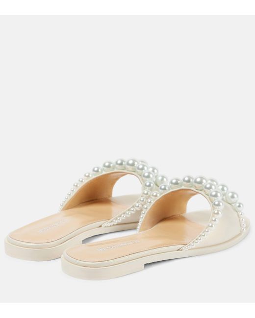 Mach & Mach Natural Sirene Faux-Pearl Leather Slides