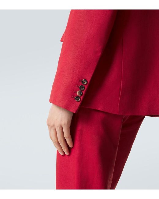 Bode Red Double-Breasted Linen Blazer for men