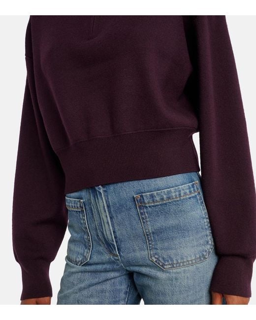 Victoria Beckham Purple Wool-Blend Half-Zip Sweater
