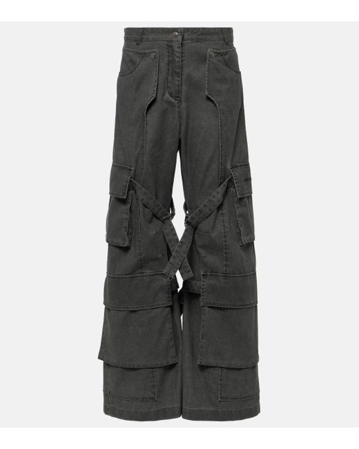 Acne Gray Mid-rise Wide-leg Cargo Jeans