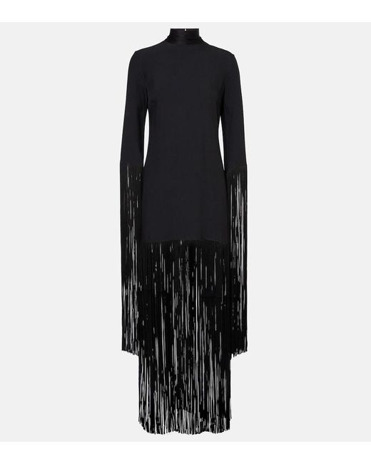 Taller Marmo Black Chicago Fringed Crepe Minidress