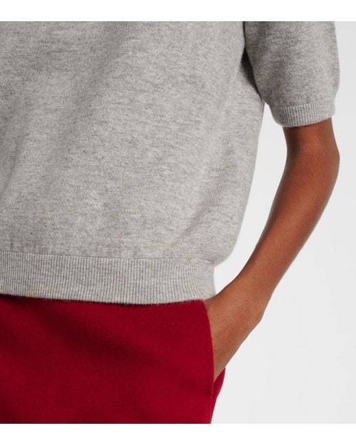 Max Mara Gray Knitted Wool And Cashmere-Blend T-Shirt
