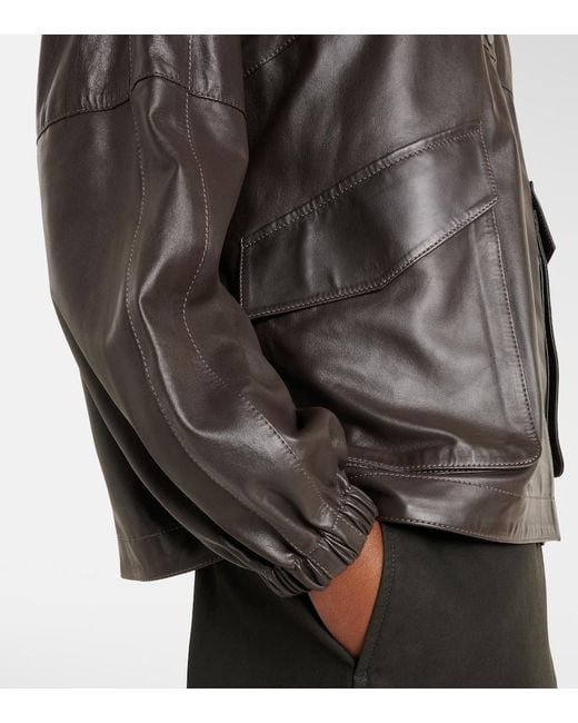Nour Hammour Black Anorak Leather Jacket