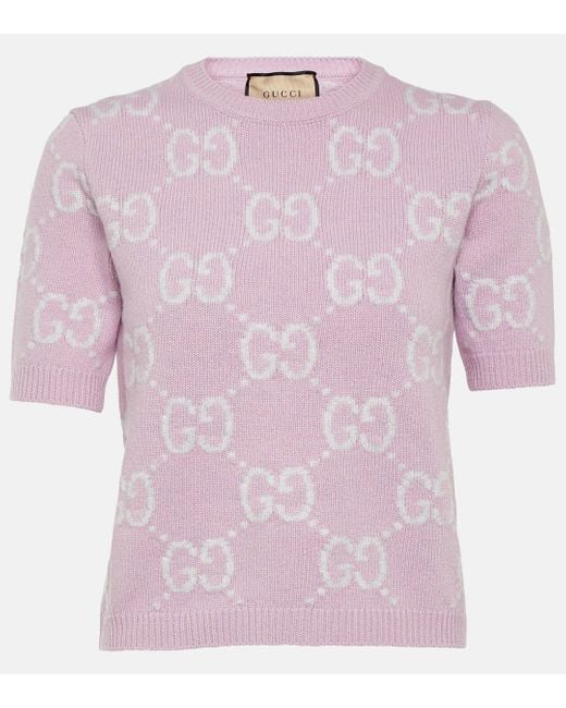 Top GG en laine Gucci en coloris Pink