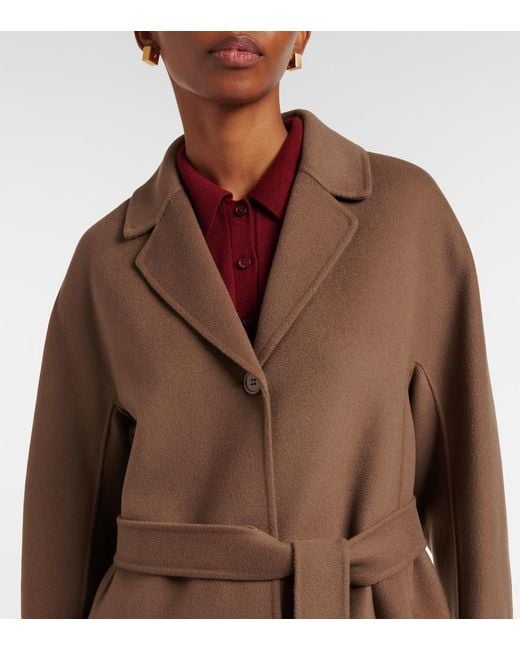Max Mara Brown Dama Virgin Wool Wrap Coat
