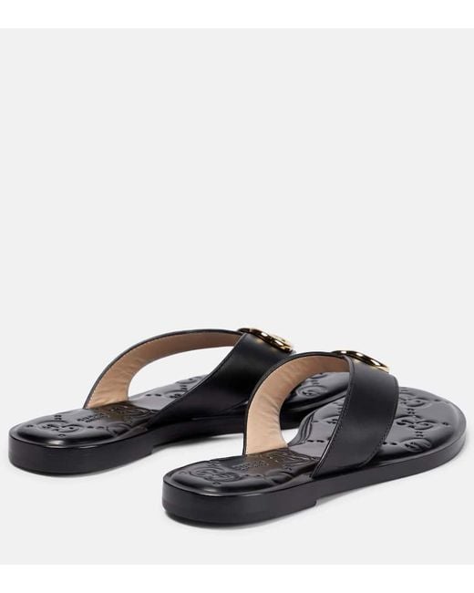 Gucci Interlocking G thong sandals for Women - Black in Oman | Level Shoes