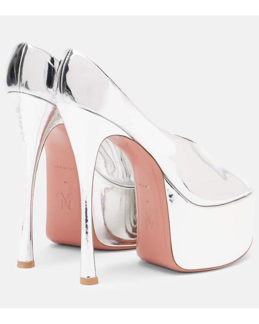 AMINA MUADDI Pink Anok 155 Patent Leather Platform Pumps