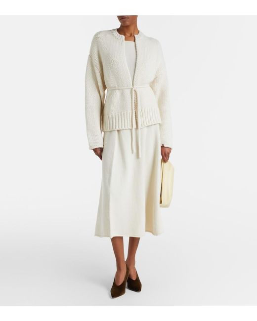 Extreme Cashmere White N°388 Ease Cashmere-Blend Midi Skirt