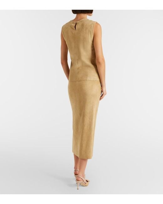 Stouls Natural Taylor Suede Pencil Skirt