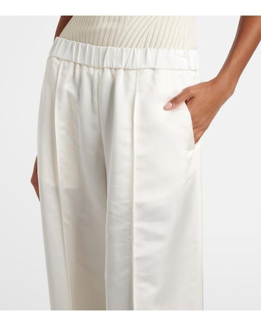 Jil Sander White High-Rise Satin Wide-Leg Pants