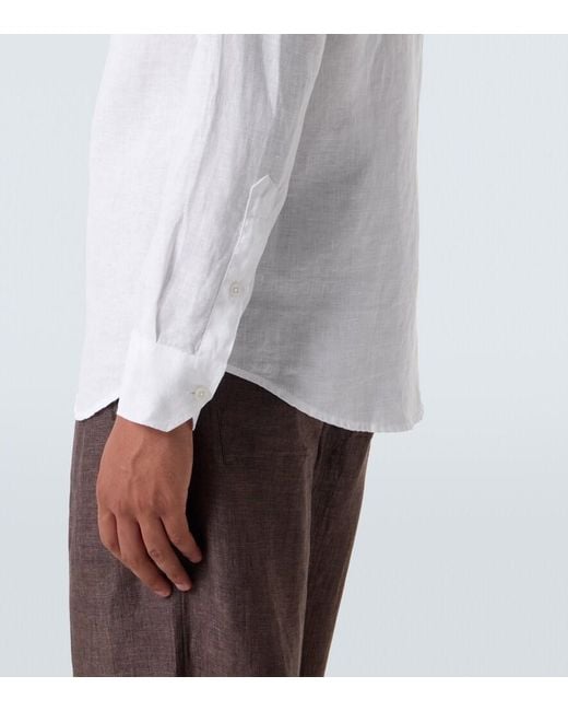 Frescobol Carioca White Antonio Long-Sleeved Linen Shirt for men