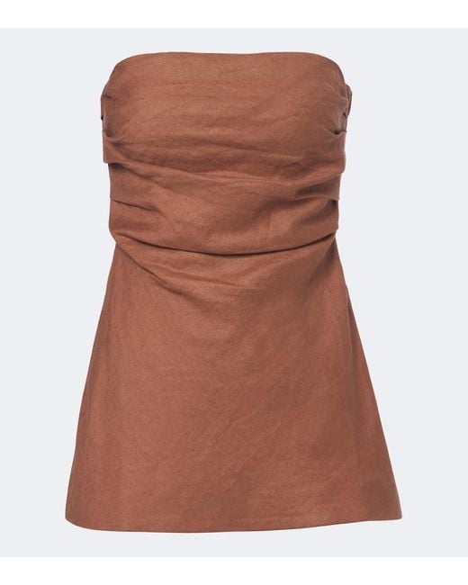 Faithfull The Brand Brown Salina Linen Top
