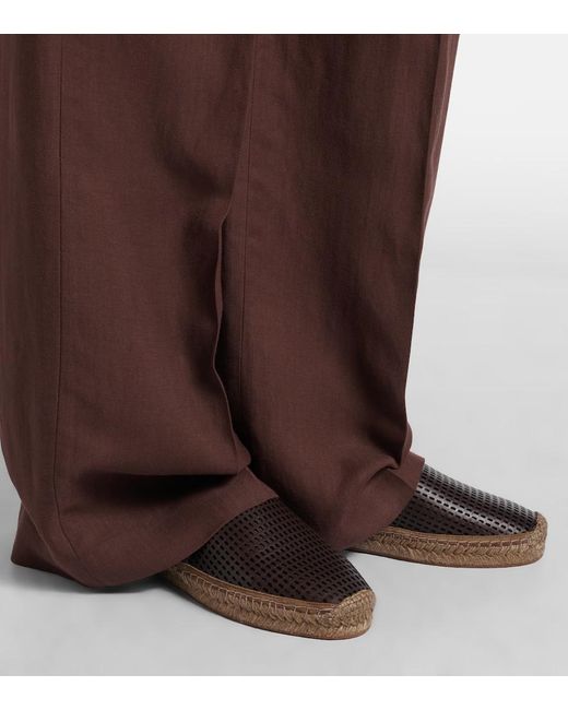 Brunello Cucinelli Brown Monili Leather And Suede Espadrilles