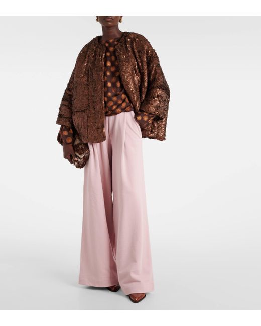 Dries Van Noten Pink Cotton Wide-Leg Sweatpants